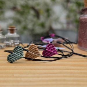 macrame bracelet in the shape of a heart